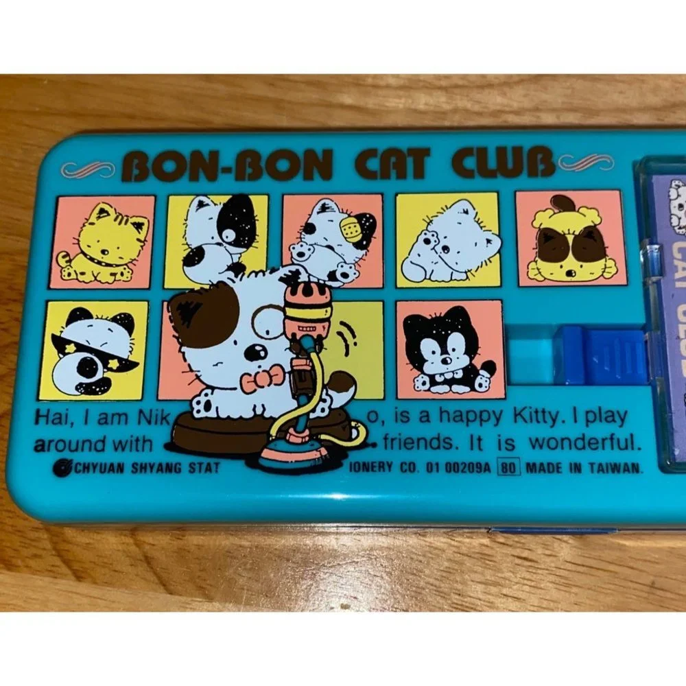 Vintage 1988 Bon Bon Cat Club Pencil Tin Case Spinner Chuyan Syang Kawaii